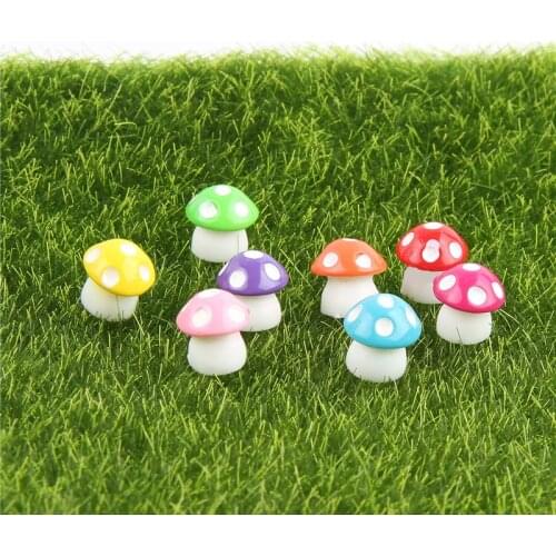 8 Pcs Random Color Kawaii Decorations Mushroom Fairy Garden Miniatures Decorative Micro Landscape Bonsai Plant Gardening
