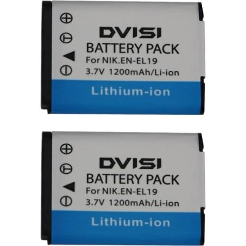 2pcs/lot 1.2Ah EN-EL19 EN EL19 ENEL19 rechargeable li-ion Camera Battery for Nikon Coolpix S100 S2500 S3100 S4100 Camera z1