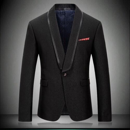 Blazer 2020 New Arrival Casual Suit Jacket Stylish Solid Black Shawl Collar Wedding Men Stage Wear Tuxedos Jakcet 8667