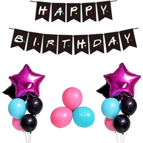 Friends TV show happy birthday party paper banner Hot pink star foil balloon Tiffany blue balloon friends birthday party decor