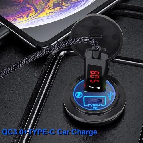 Quick Charge Aluminum 5A PD Type-C 40W Car Charger Socket Mobile Phone Charger Adapter in Car QC3.0 5V USB Car Charge 2 Ports