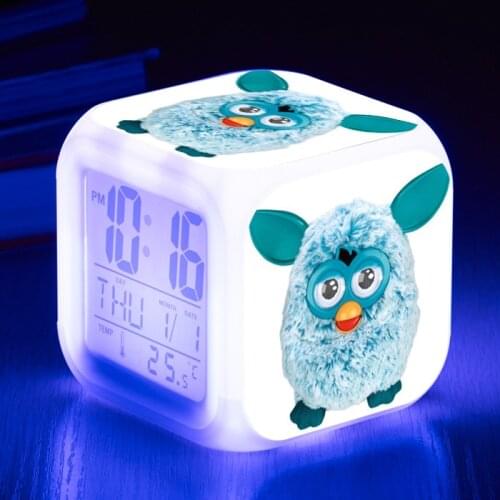 Toy Furby 3D Printed Alarm Clock Kids Boys Girl Bedroom Decorative Digital Square Led Clocks Funny Figure Children Gift Luminous