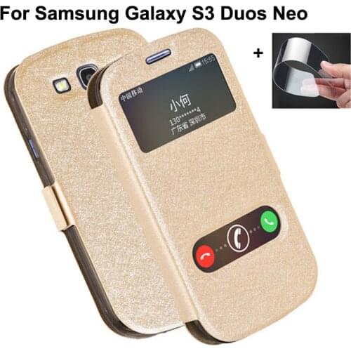 Stand Flip Case For Samsung Galaxy S3 Duos Neo i9300i cases open window leather cover for galaxy SIII Duos Neo GT-i9300i I9301i