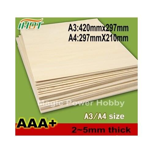 AAA+Balsa Wood Sheet Balsa Plywood A3 A4 size 420mmx297mm 297mmx210mm 2~5mm Thickness For RC Airplane Boat Model Sand Table DIY