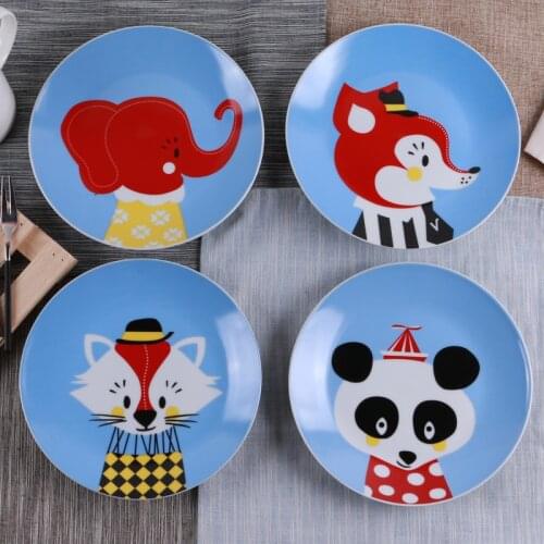 8 inches Panda Fox Elephant Cartoon Dishes Saucer Fruit Tray Plate Serving Ceramic soup plates steak fruit dish Porcelain dish