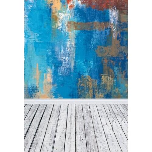 Wooden Floor Photography Backdrops Blue Watercolor Vinyl Cloth Computer Printed Backgrounds for Photo Studio Portrait Photophone