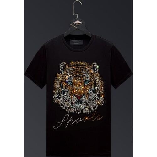 2021 Rhinestones T Shirts Men Clothing Summer Fashion Streetwear Slim Modal Cotton O Neck Short Sleeve T-shirts Plus Size 6XL