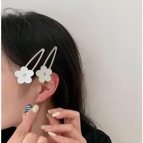 INS Mirror Face Flower Hairpin Individual Character Lovely Bangs Hairpin Sweet Hairpin