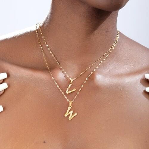 Stainless Steel Initial Necklace For Women Charm Gold Chain A-Z Letter Necklace Alphabet Pendant Vintage Jewerly Christmas Gifts
