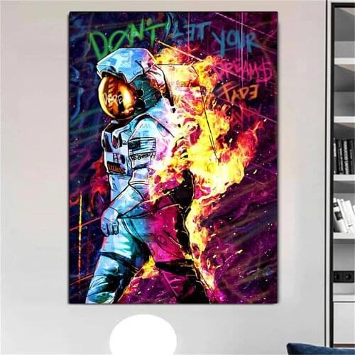 Cartoon Graffiti Astronaut Canvas Painting Portrait Wall Art Pictures Prints Home Decor Wall Poster Decoration For Living Room