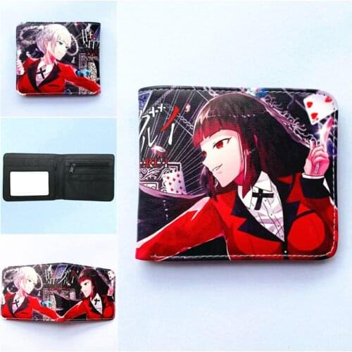 Anime Kakegurui PU Wallet Student Leather Coin Pocket Bifold Teenager Photo Card Holder Casual Boys Girls Cartoon Purses