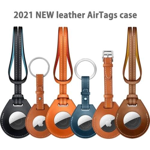 Leather Protective Sleeve Case Cover For Apple Airtag Tracker Location Protector For Iphone Airtags Keychain Accessory