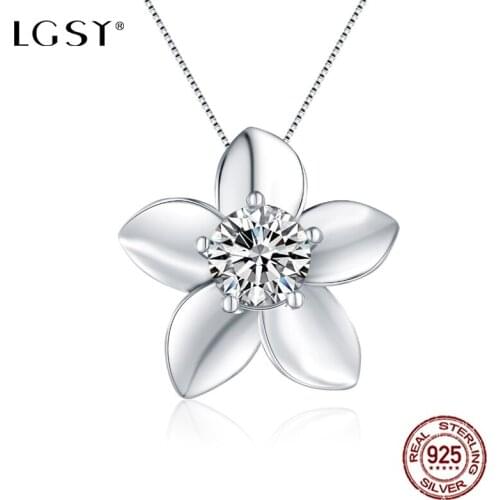 LGSY 925 Sterling Silver Flowers Pendant Romantic Pure Silverware Fashion Jewelry Necklace Pendant Fine Jewelry Making DP037