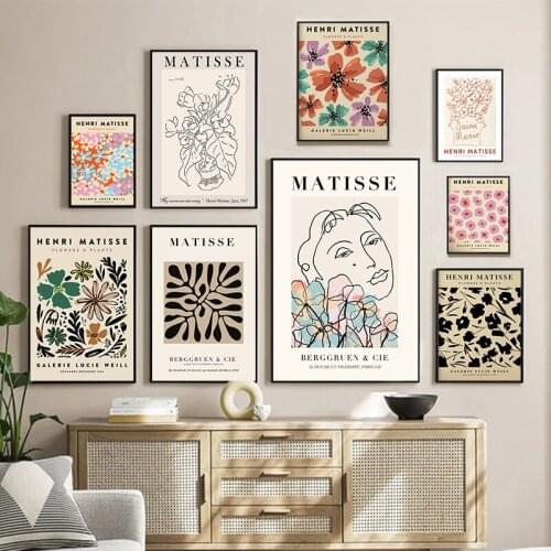Henri Matisse Flower Sketch Line Drawing Art Print Plants Floral Poster Exhibition Gallery Wall Pictures Canvas Painting Decor