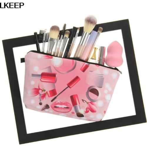 Fashion Creative 3D Cosmetic Bag Cases Printing Women Travel Makeup Case Fashion Brand Cosmetic Bags