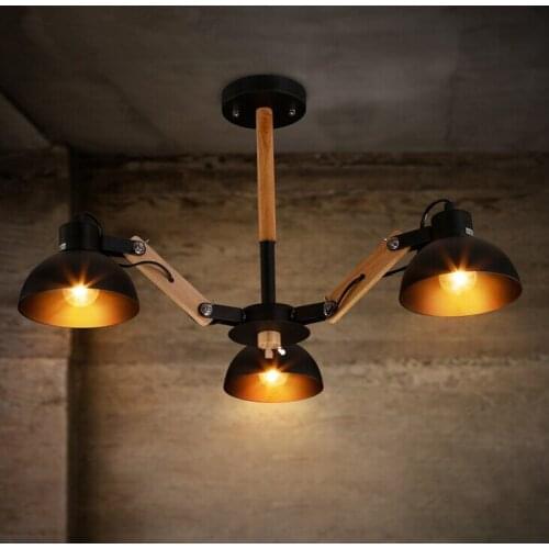 3 Heads American Country Restaurant Bedroom Originality Ceiling Light Nordic Wood Bar Cafe Art Ceiling Lamp Free Shipping