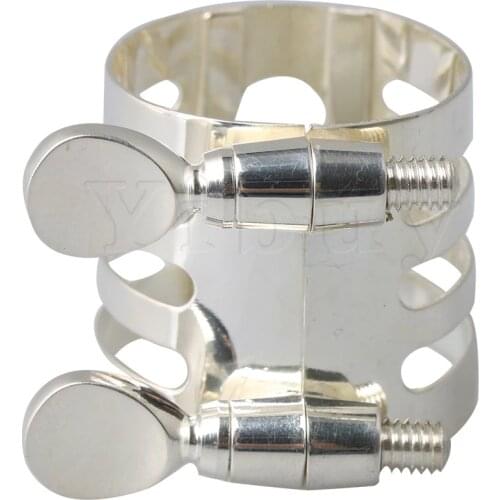 Yibuy 29x25mm Silver Plate B-Flat Mouthpiece Ligature for Clarinet Woodwind Instrument Accessories