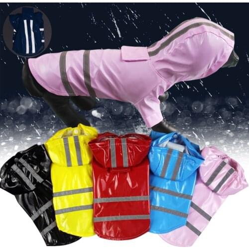 Summer outdoor pet dog raincoat reflective for small breeds dogs Raincoat for dogs Hoodie waterproof jacket PU pet clothes