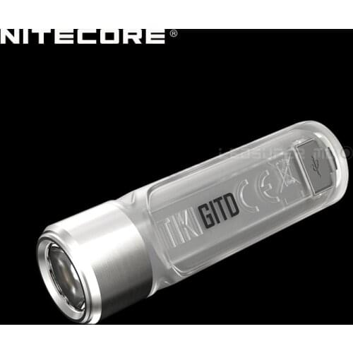Glow-in-the-dark Nitecore TIKI GITD Mini Futuristic Keychain Light with Auxiliary UV Light and High CRI White Light