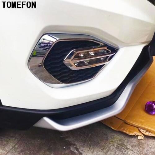 TOMEFON Chrome For Acura CDX 2016 2017 2018 Front Fog Light Cover Head Bottom Light Lamp Hood Gloosy Decal Car Accessories