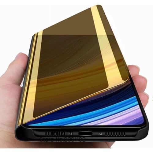 For poco x3 pro case Smart mirror flip case for xiaomi poco x 3 x3 3x pro poko x3pro pocox3pro magnetic stand cover coque