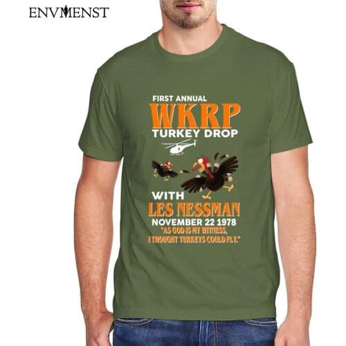 WKRP Thanksgiving Day Turkey Drop Vintage T-Shirt men women clothing Funny Adult cute Classic T-shirt Men 100 cotton womens top