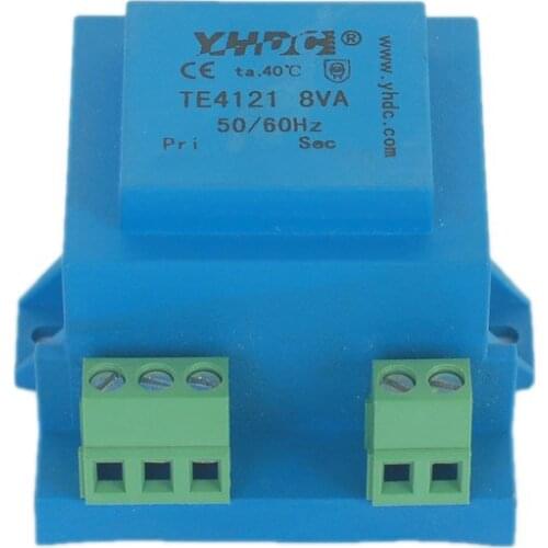 YHDC TE4121 Power 8VA Input 110V Output 7.5V Vaccum Epoxy Encapsulated PCB Welding Isolation Transformer