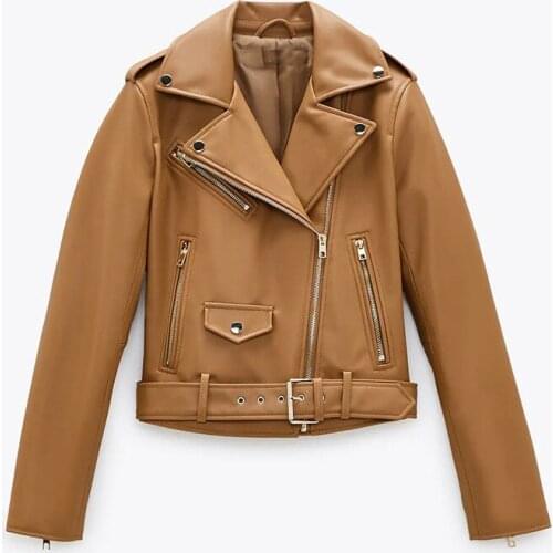 ZQLZ Autumn Leather Jacket Women Basic Turn-down Motor Biker Black Coat Female Casual Streetwear Spring Faux Leather Coats Mujer