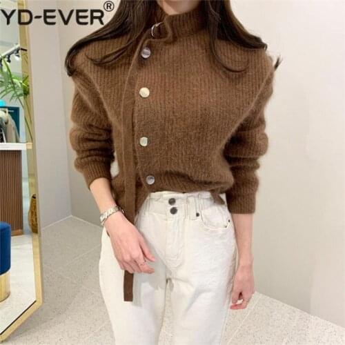 New 2020 Spring Winter Womens Sweater Fake Mink Cashmere Single Breasted Lace Up Thicken Cardigans Tops SWC7770