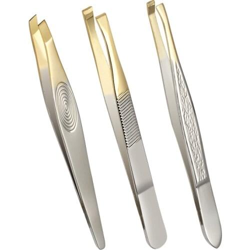 1PC Stainless Steel Eyebrow Clip Eyelash Tweezers Oblique Flat Mouth Trimming Eyebrow Tongs Eyebrow Trimming Scissors Tweezers