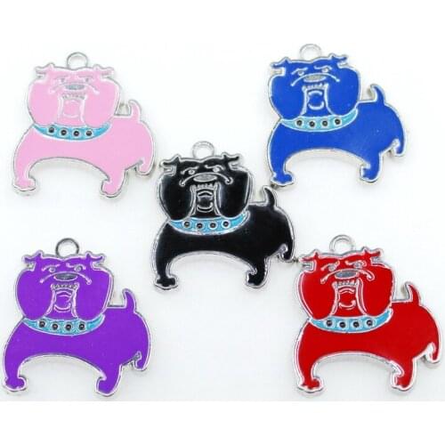 10pcs/lot Enamels Bully Pitbull Animal Dangle Charms Lobster Clasp DIY Bracelet Necklace Pendants Jewelry Hanging Charms