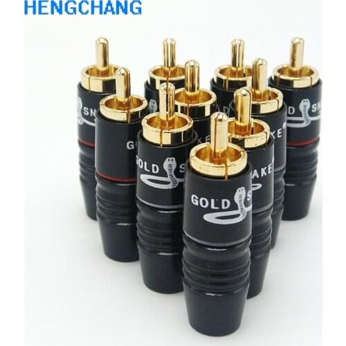 10pcs Gold Plated RCA Connector RCA male plug adapter Video/Audio Wire Connector Support 6mm cable