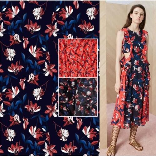 100% mulberry silk crepe de chine cloth 16mm 140 cm wide summer anti-wrinkle shirt dress printed fabric alibaba express