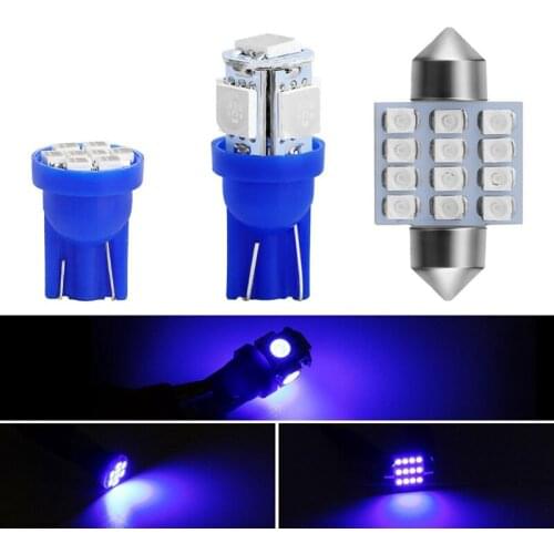 13 Pcs 12V Car Interior LED Light Bulbs Blue Atmosphere Lamp Ceiling License Plate Lamps Dome Decoration Lights Car-Styling
