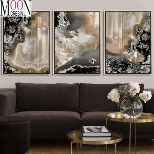 3 pcs abstract painting round diamond embroidery kits diamond painting 5D square by hand Brown marble picture of rhinestones art