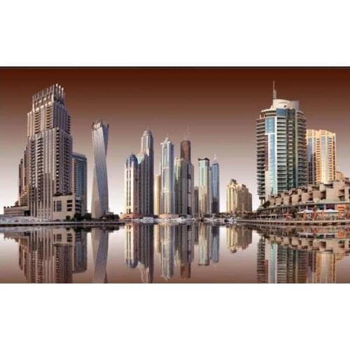 Custom photo 3d wallpaper Urban city water surface reflection photography room home decor 3d wall murals wallpaper for walls 3 d