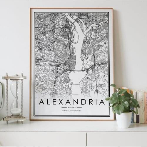 ALEXANDRIA Virginia VA USA city map Nordic Living Room Decoration Canvas Poster Modern Home Decor Art Print Painting