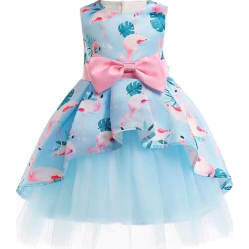 5 Years Girls Floral Dress for Birthday Summer Children Clothing Kids Girls Bow Ball Gown Dresses for School Performance