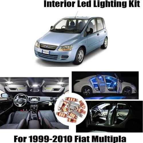 7pcs White Canbus Error Free LED Bulbs Interior Dome Lights Kit For 1999-2010 Fiat Multipla Map Reading Ceiling Roof Lamp