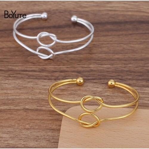 BoYuTe (5 Pieces/Lot) 65*2MM Iron Metal Double Line Twisted Knot Bracelet Factory Direct Sale Diy Handmade Jewelry Accessories