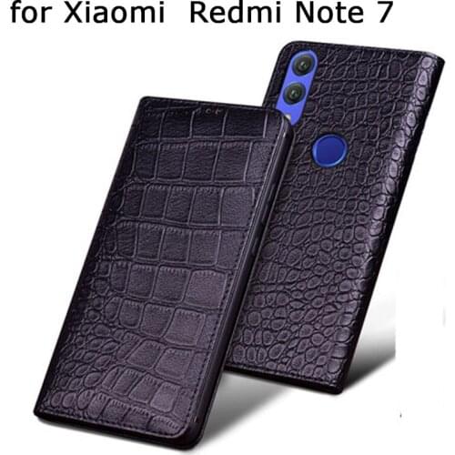 For Redmi Note 7 Case Luxury Genuine Leather Cover Skin for Xiaomi Redmi Note 7 Phone Cases with Tempered Glass Screen Protector