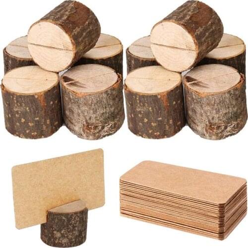 Wood Place Card Holders, 10Pcs Premium Rustic Table Number Holders Wedding Party Table Name Card Holder for Table Place Cards