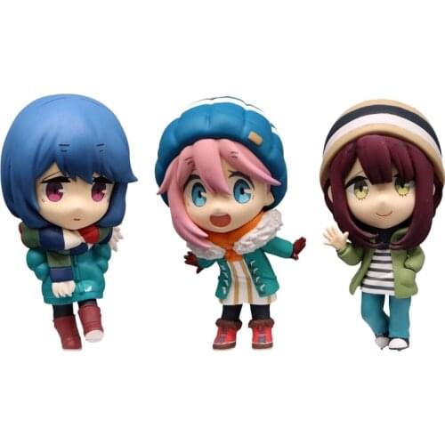 Pre-Sale Anime Yuru Kamp Action Figures Shima Rin Kagamihara Nadeshiko Toki Ayano Model Toy Hand-Made 7 Cm Collectible Gift