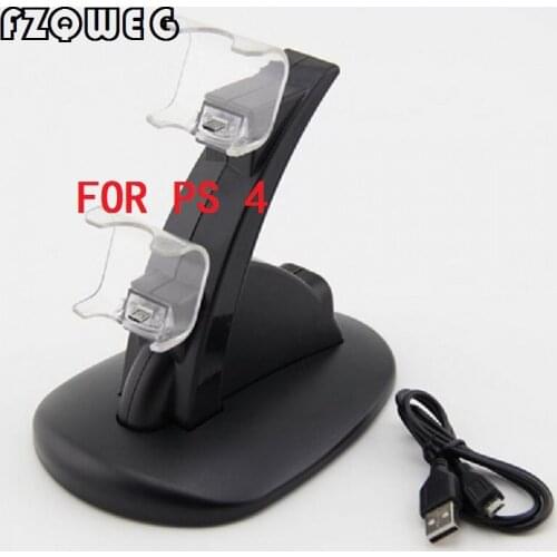FZQWEG High Quality Dual-Slot Mini Charging Dock Stand for PS4 Controller Black