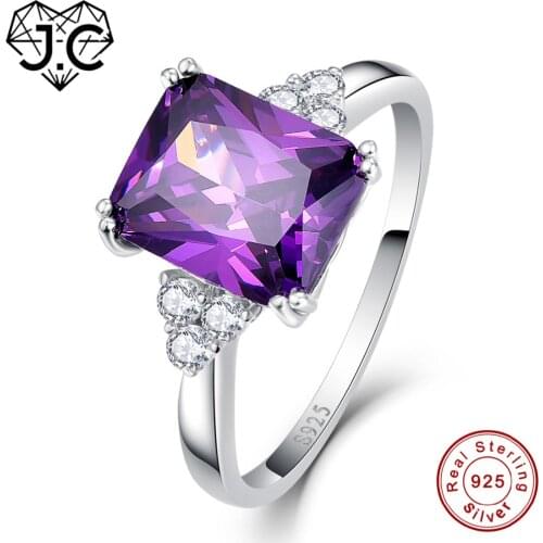 J.C Wholesale Ladys Fine Jewelry 5.25ct Amethyst Emerald White Topaz Dlicate Solid 925 Sterling Silver Ring Size 6 7 8 9