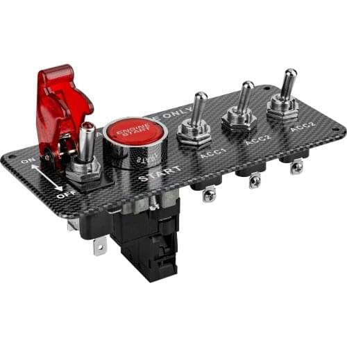 Combination switch racing car modification one-key ignition carbon fiber panel switch rocker toggle metal switch DC12V