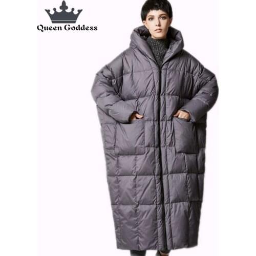New Fashion Winter 2020 women casual loose cocoon coat thick long hooded duck down jacket warm outwear plus size 7XL Warm coat