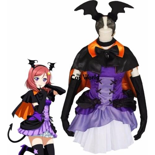 Love Live Dancing stars on me Maki Nishikino Hallowmas Halloween Cloak Tube Tops Dress Uniform Outfit Anime Cosplay Costumes