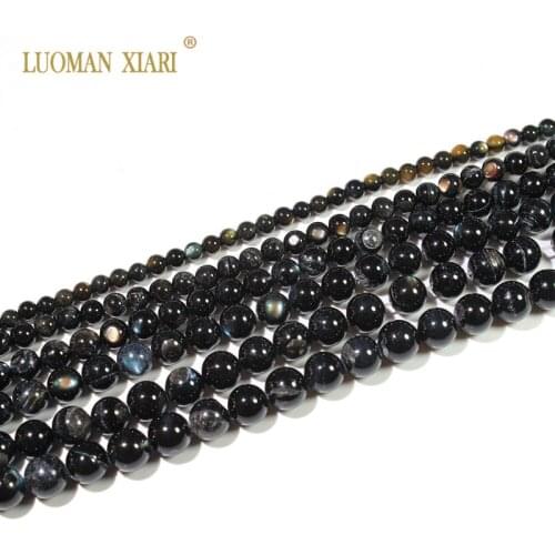 LUOMAN XIARI Round 100% Natural Black Shell StoneBeads For Jewelry Making DIY Bracelet Necklace 4/5/6/7 mm Strand 15