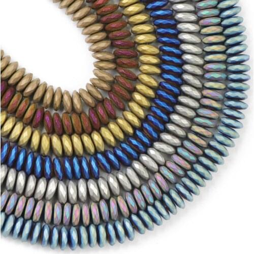 JHNBY Matte Flat Faceted Round Hematite 10x3mm 30pcs Natural Stone ore Loose beads for Jewelry bracelets Making DIY Accessories